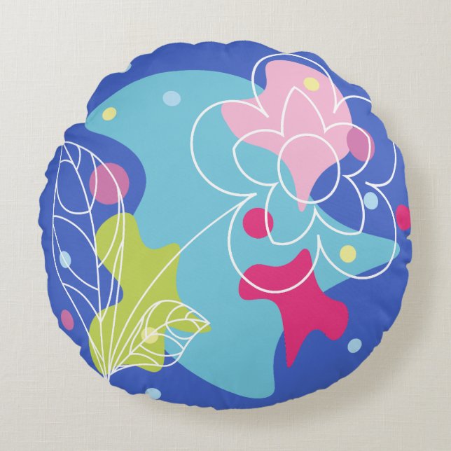 Almofada Redonda Padrão de vetor de tendência de uma flor de verão  (Frente)