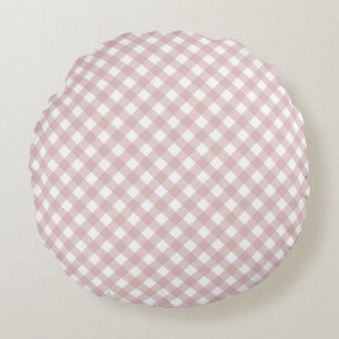 Almofada Redonda Padrão de Xadrez de Sombreado Rosa Maciço Minimali