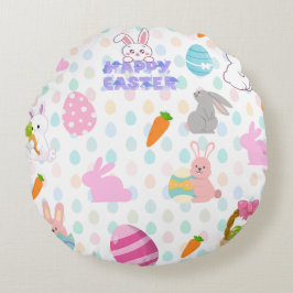 Almofada Redonda padrão do felz pascoa