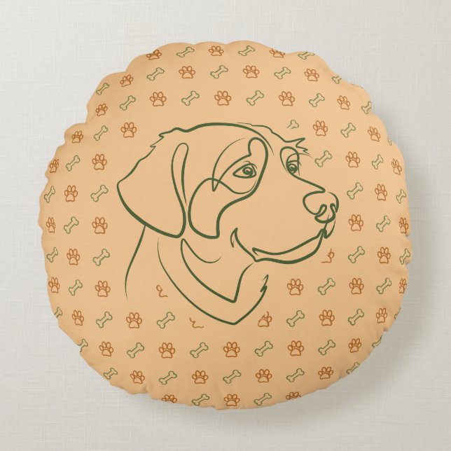Almofada Redonda Padrão Dourado Retriever (Frente)