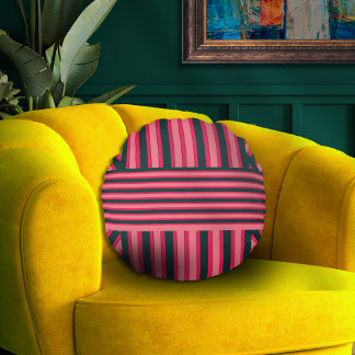 Almofada Redonda Padrão Elegante de Abstrato Rosa de Arte Deco