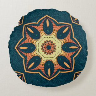 Almofada Redonda Padrão étnico uniforme com mandala. ilustração
