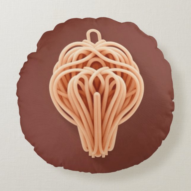 Almofada Redonda Padrão Exclusivo de Nó de Espaghetti (Frente)