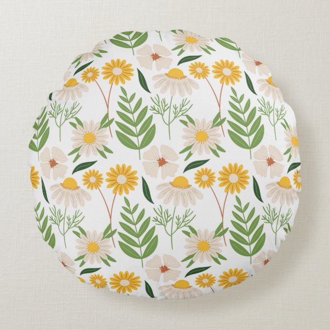 Almofada Redonda Padrão Floral (Frente)