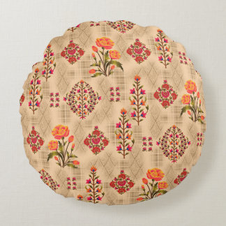 Almofada Redonda Padrão floral abstrato mughal sem costura