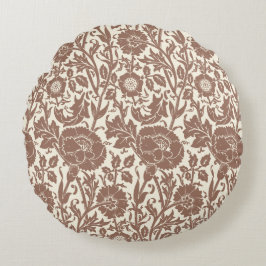 Almofada Redonda Padrão Floral Clássico Suave Castanho