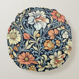 Almofada Redonda padrão floral de acanto no estilo de William Morri