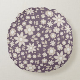 Almofada Redonda Padrão Floral de Plumagem Suave em Aquarela Românt