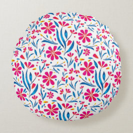 Almofada Redonda Padrão Floral de Uplifting por Aquarela