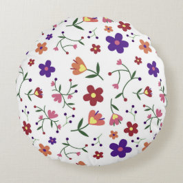 Almofada Redonda Padrão Floral Desenhado À Mão