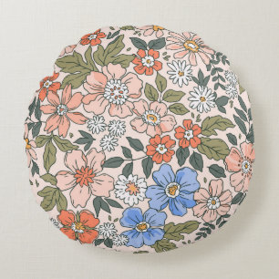 Almofada Redonda Padrão floral elegante em flores de desenhar manu