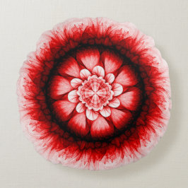 Almofada Redonda Padrão floral vermelho moderno