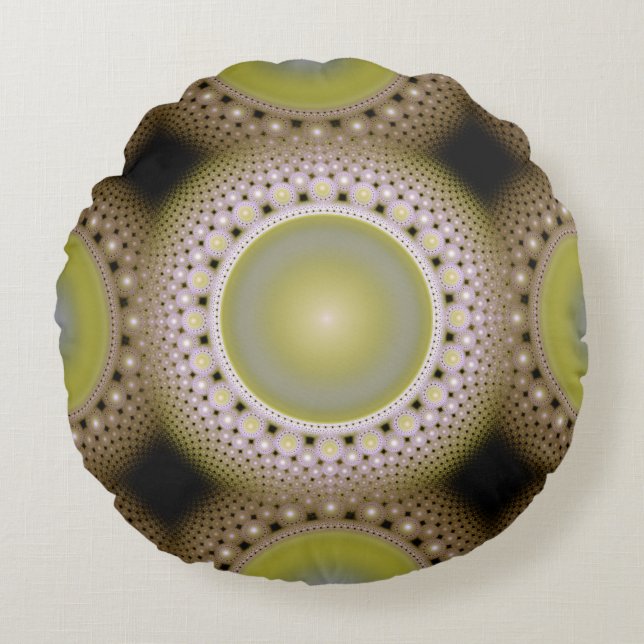 Almofada Redonda Padrão fractal de Natal (Frente)