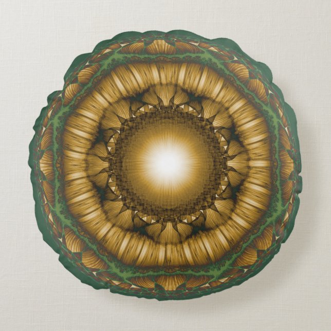 Almofada Redonda Padrão fractal floral brilhante brilhante brilhant (Frente)