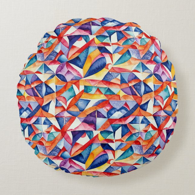 Almofada Redonda Padrão geométrico abstrato 23 - Travesseiro decora (Frente)