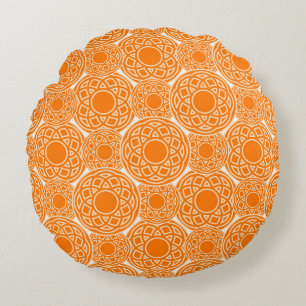 Almofada Redonda padrão geométrico abstrato laranja