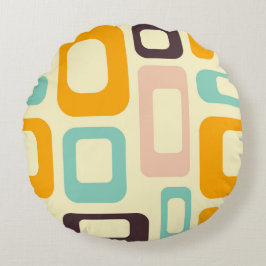 Almofada Redonda Padrão geométrico retrô em fundo bege claro