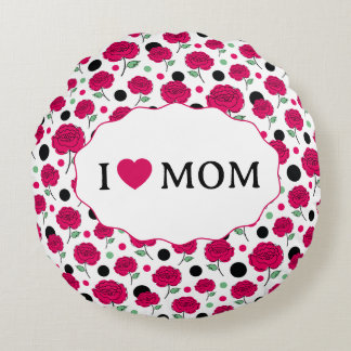 Almofada Redonda Padrão Gráfico Moderno de Bolinhas Rosa Verde Vinh