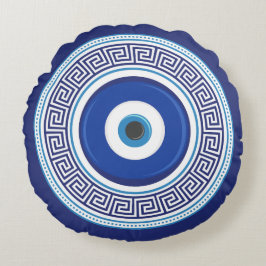 Almofada Redonda Padrão Grego - Amulet Nazar