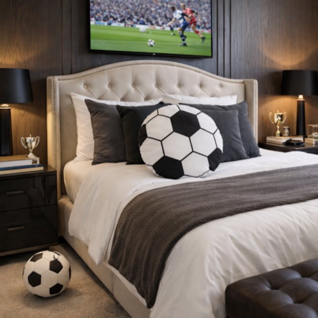 Almofada Redonda Padrão Inspirado em Bola de Futebol Impressão Geom (Criador carregado)