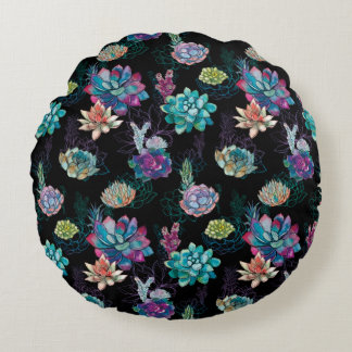 Almofada Redonda Padrão Invisível Suculento 