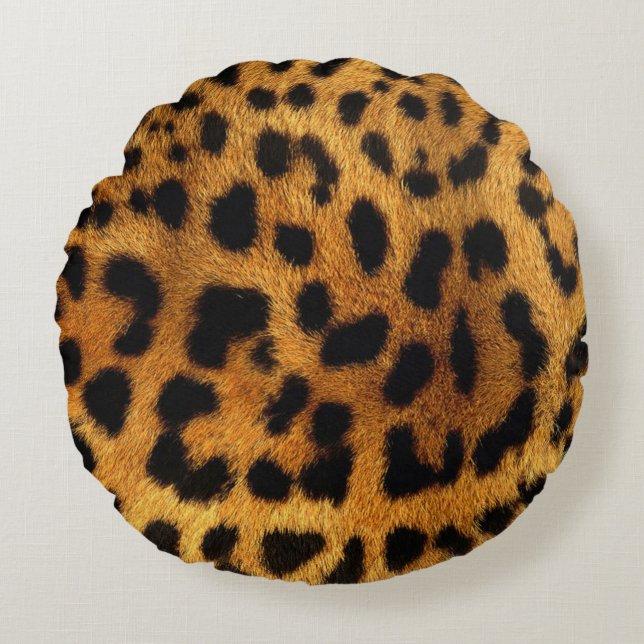 Almofada Redonda padrão-leopardo de impressão de animais de Trenden (Frente)