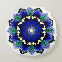 Padrão Mandala 02 em Cushion azul escuro