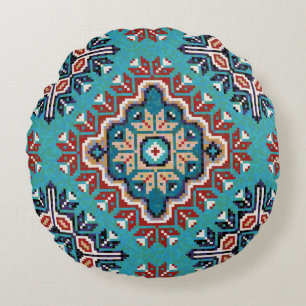 Almofada Redonda Padrão Mosaico Nativo Americano do Navajo