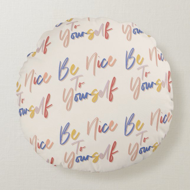 Almofada Redonda Padrão Motivacional Colorido (Frente)