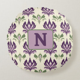 Almofada Redonda Padrão Ornamental Lily Motif
