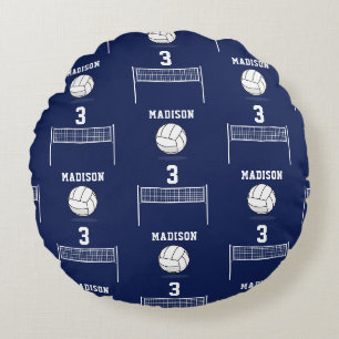Almofada Redonda Padrão Personalizado de Bola de Voleibol e Rede