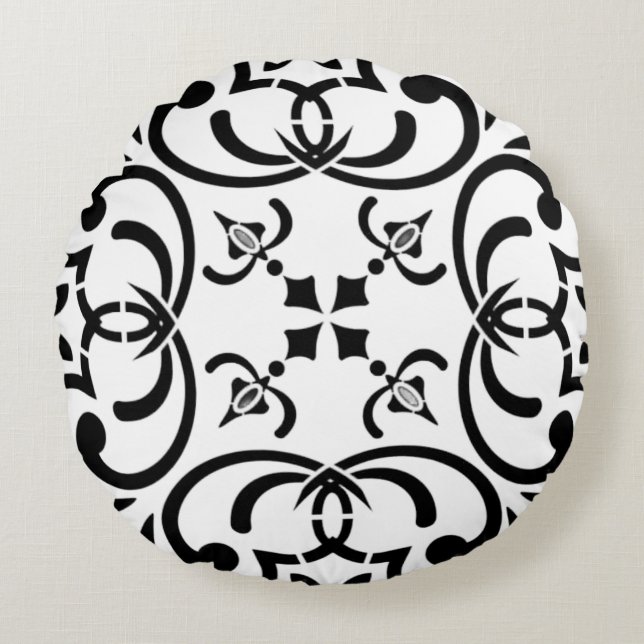 Almofada Redonda Padrão preto (Frente)