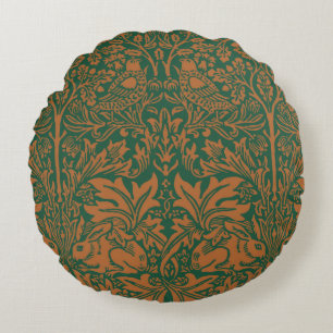 Almofada Redonda Padrão Preto Âmbar Coelho Irmão William Morris