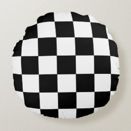 Almofada Redonda Padrão Preto E Branco Da Checkboard
