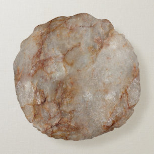 Almofada Redonda Padrão Realístico de Pedra Marble Brown Faux