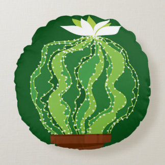 Almofada Redonda padrão sem costura abstrato verde do cacto