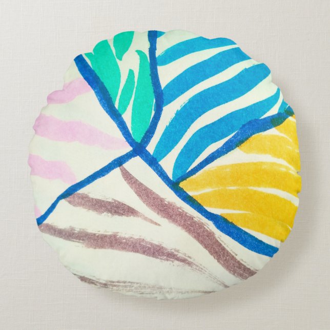 Almofada Redonda Padrão sem costura com abacates. Carimbo texturiza (Frente)