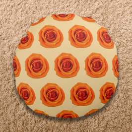 Almofada Redonda Padrão sem soldadura do Rosa de cor laranja ativad