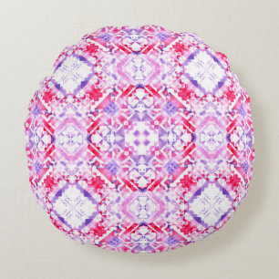 Almofada Redonda Padrão tribal perfeito. Água granulada pintada à m