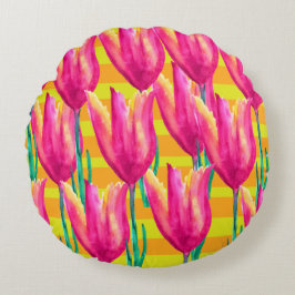 Almofada redonda padrão Tulipas Pinik