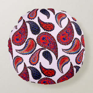Almofada Redonda Padrão uniforme criativo com paisley desenhado à m