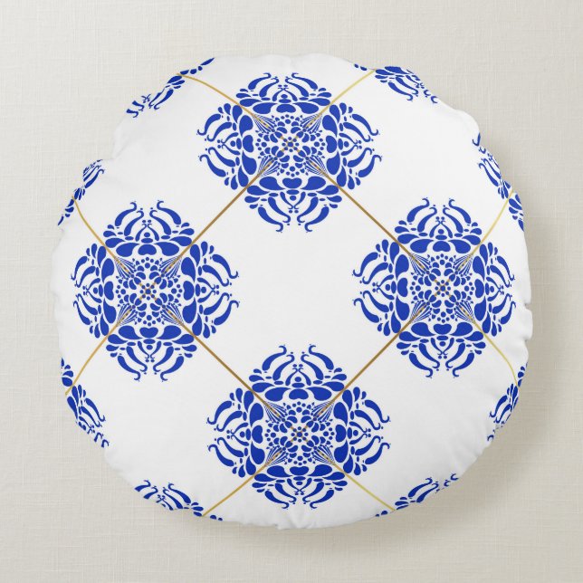 Almofada Redonda Padrão uniforme de espanha tradicional. cerami esp (Frente)