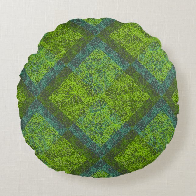 Almofada Redonda Padrão vegetal.12c DGrey BG (Frente)