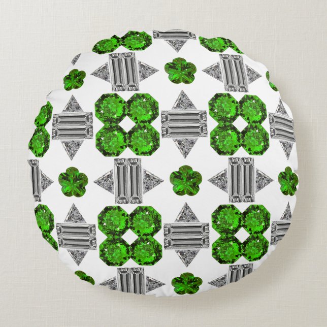 Almofada Redonda Padrão Verde (Frente)