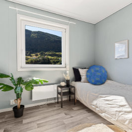 Almofada Redonda Padrão verde-amarelo das folhas azul