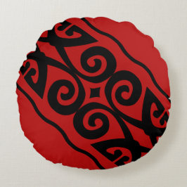 Almofada Redonda Padrão Vermelho E Preto Moderno