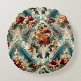 Almofada Redonda Padrão Whimsical Italiano Floral Damask