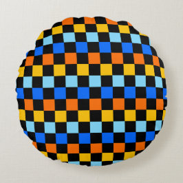 Almofada Redonda Padrão xadrez de fogo e gelo