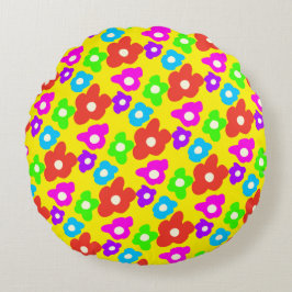 Almofada Redonda Padrões de cor do orgulho do arco-íris preto retrô