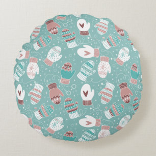 Almofada Redonda Padrões de Noite de Natal Cozy em Mint
